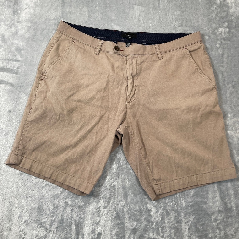 Ted‎ Baker London Mens Shorts Size 38R Tan Khaki Micro Texture Classic